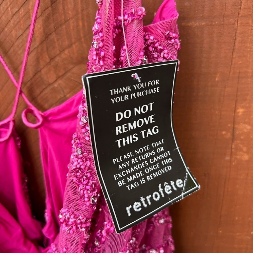 Retrofete Mich Fuchsia Rose Pink Tiger Stripe Sequin Dress NWT size XS - Picture 5 of 12